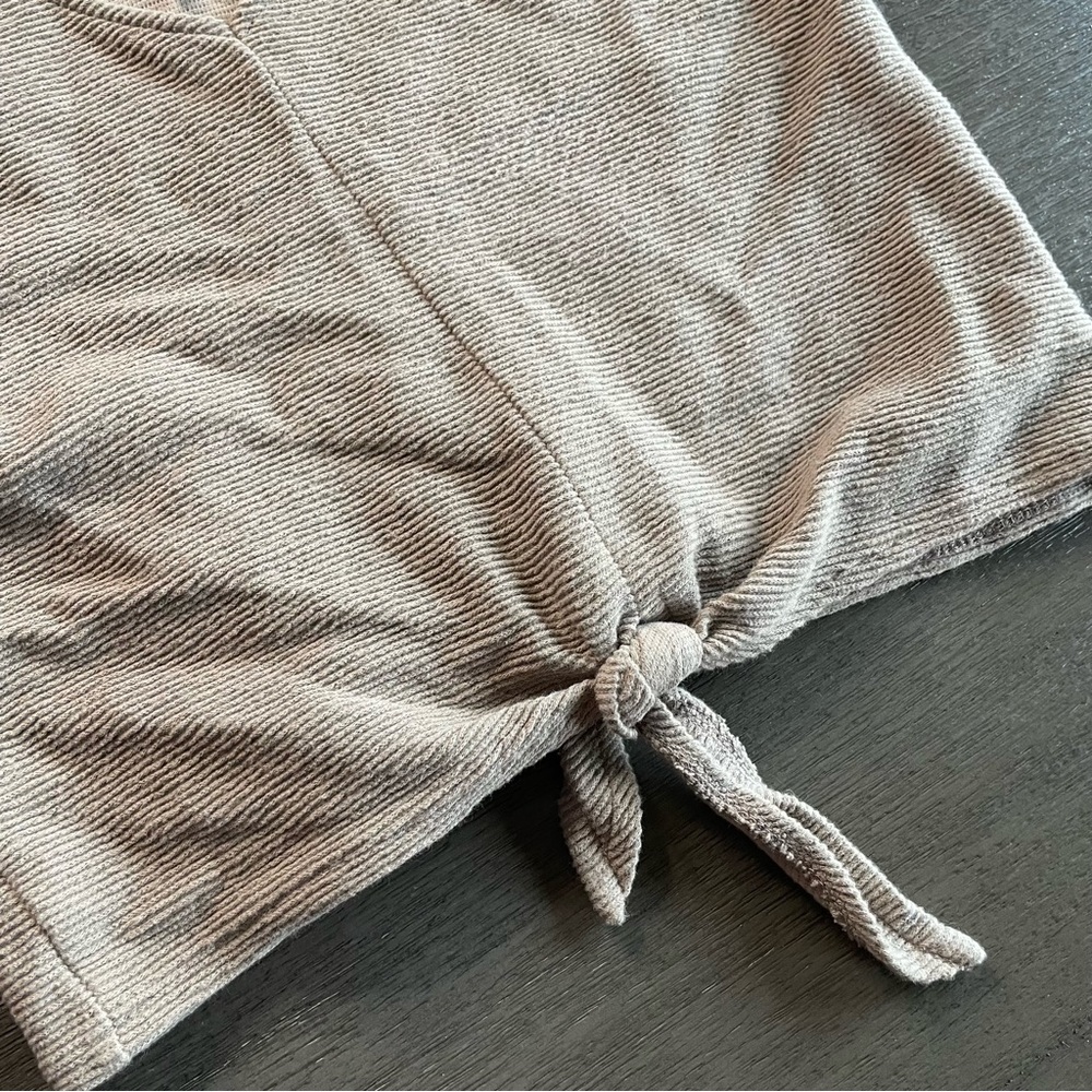 Madewell Tan Taupe Knot Front Tie Ribbed Tank Top XXS - Picture 3 of 7